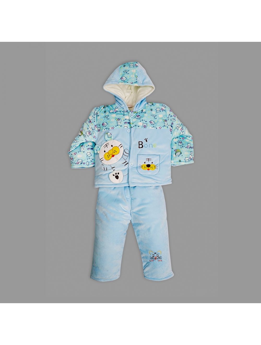Little Spark Baby Velvet Suit Lion Blue (6-9 Months)